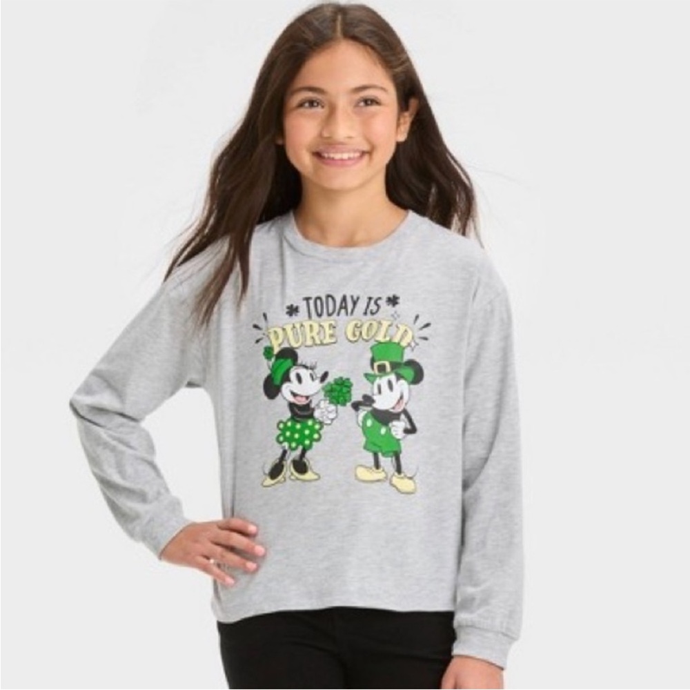 Disney Minnie Mouse Mickey Mouse Pure Gold Lucky Long Sleeve Graphic T-Shirt